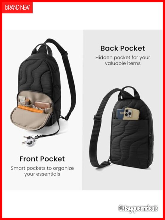 Quilted Puffy Sling Backpack with Padded Compartment for MacBook, 10L main image 5